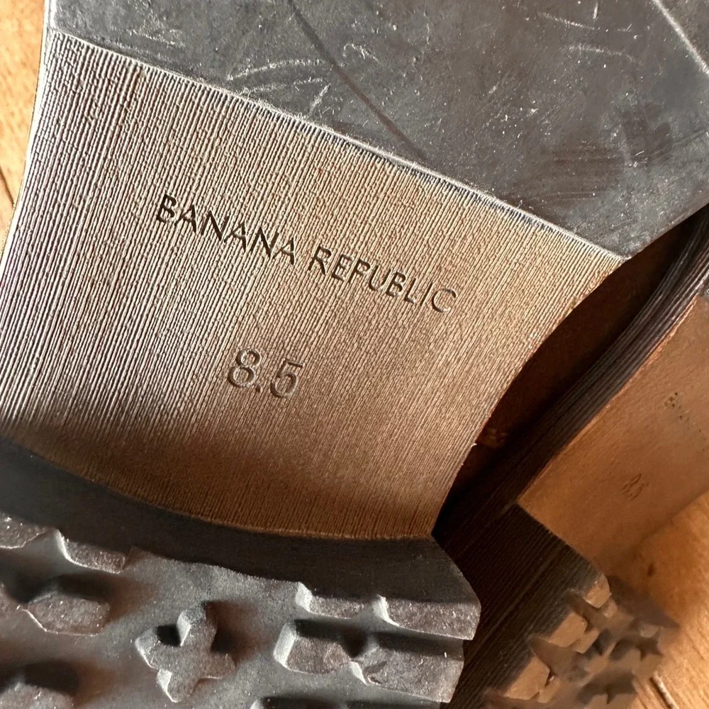 Banana Republic Suede Moto Ankle Boots Mens 8.5 Buckle Brown Rugged Biker Urban